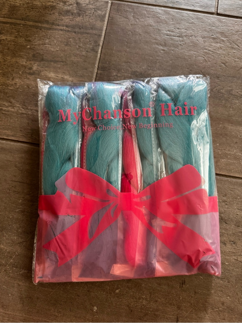 MyChanson Ombré Hair Teal and Pink Synthetic Braiding Hair